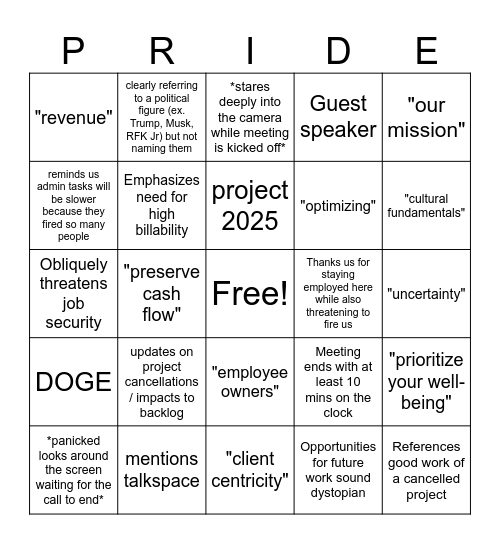 Pride #2 Bingo Card