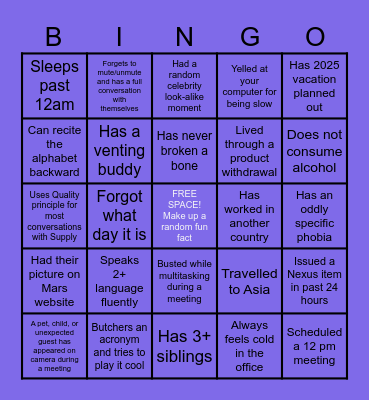 Quality BINGO Card