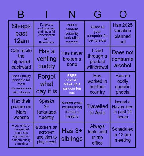 Quality BINGO Card