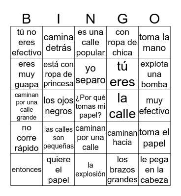 Agentes 8 Bingo Card