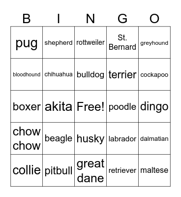 DOG BIRTHDAY PARTY Bingo Card