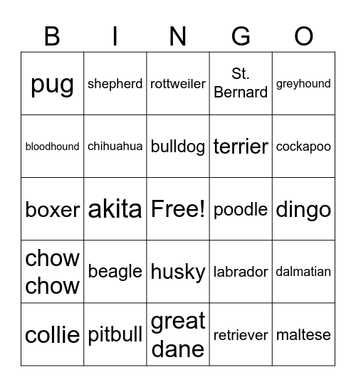 DOG BIRTHDAY PARTY Bingo Card