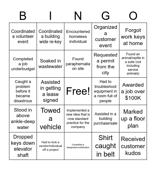 PROPERTY MANAGEMENT Bingo Card