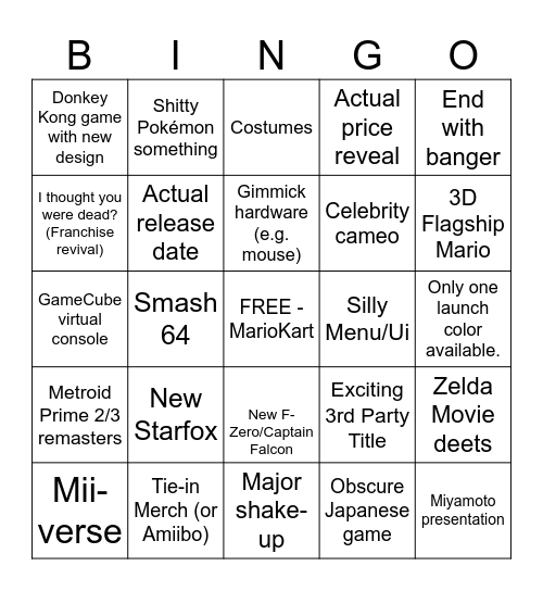 Switch 2 Direct Bingo Card