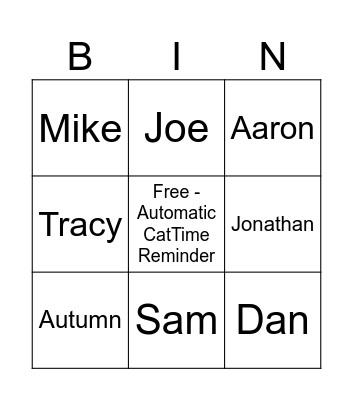 Timesheet Reminders Bingo Card