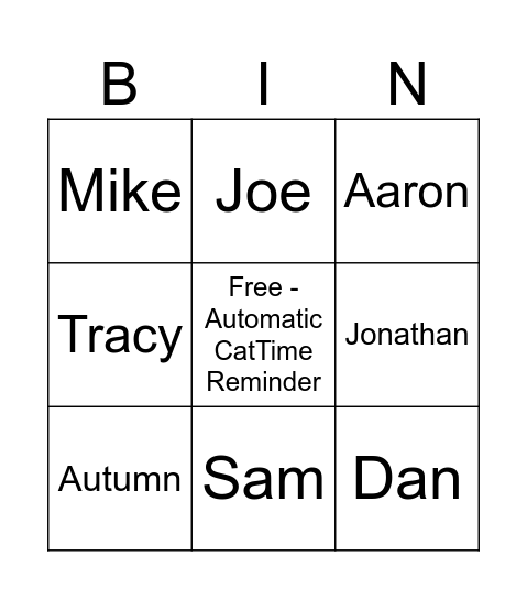 Timesheet Reminders Bingo Card