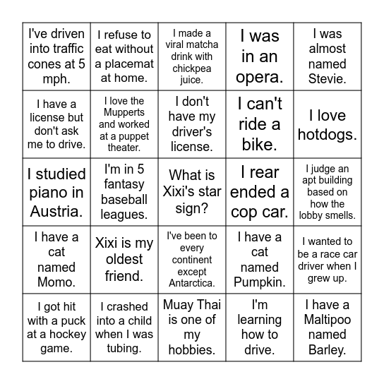 Joan Bingo Card
