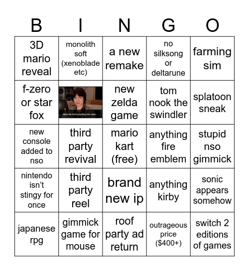 switch 2 direct Bingo Card