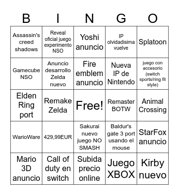 switch 2 presentación Bingo Card