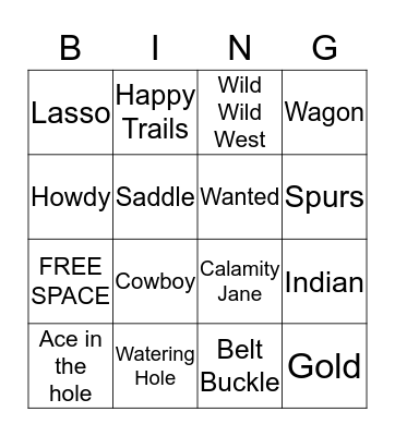 Yee-Haw BINGO Card