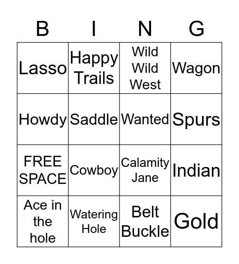 Yee-Haw BINGO Card