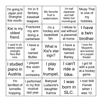 Vinnie Bingo Card