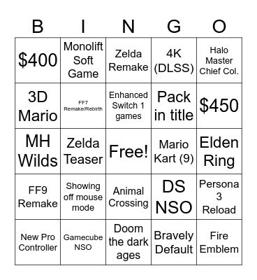 Switch 2 Direct Bingo Card