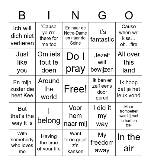 Doorzingers: Hoe gaat de tekst evrder? Bingo Card