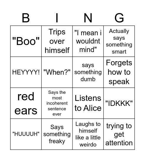 JAYYYYYYY BINGOOOOO Bingo Card