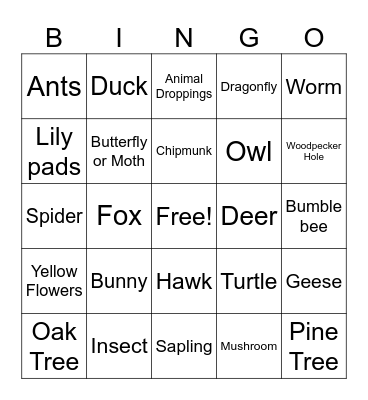 iNaturalist Species Day Bingo Card