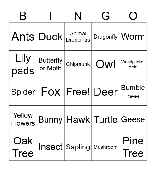 iNaturalist Species Day Bingo Card