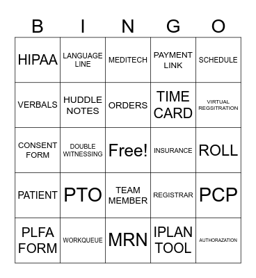PATIENT ACCESS WEEK BINGO Card