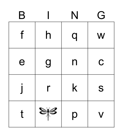 ALPHABET Bingo Card