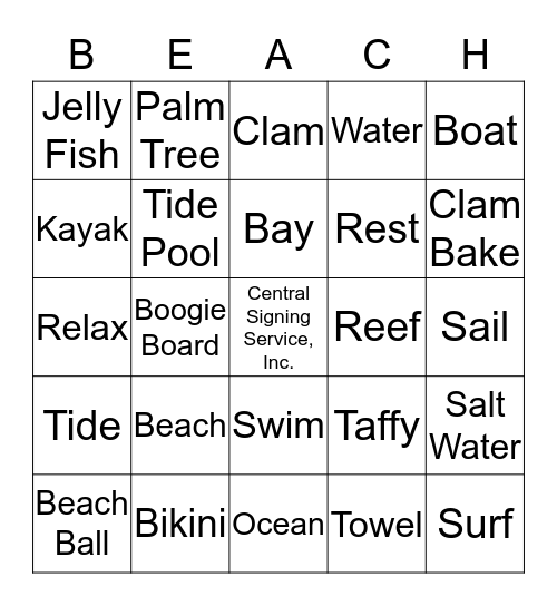 Escrow is a Beach! Bingo Card