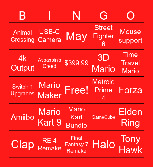 Switch 2 Direct Bingo Card