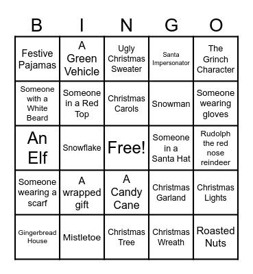 Christmas Shopping Bingo Card