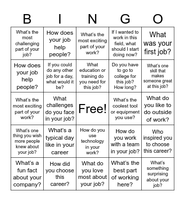 CAREER FAIR Bingo Card