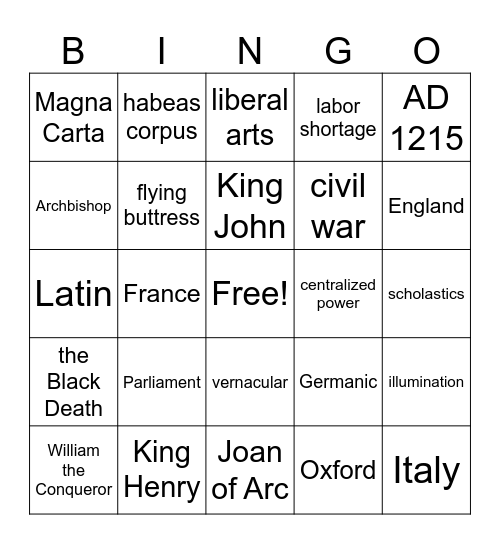 7.5-7.7 Bingo Card