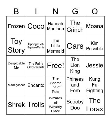 Movie/TV Bingo Card