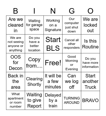 CREWS RADIO Bingo Card