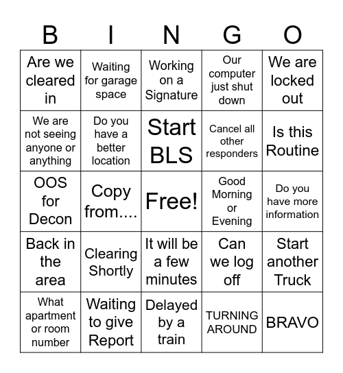 CREWS RADIO Bingo Card