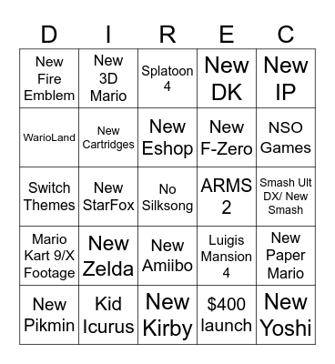 Switch 2 Showcase Bingo Card