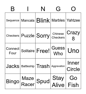 Games Bingo Card