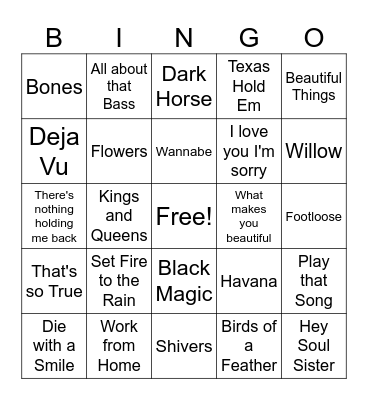 Music Bingo! Bingo Card