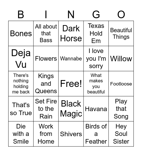 Music Bingo! Bingo Card