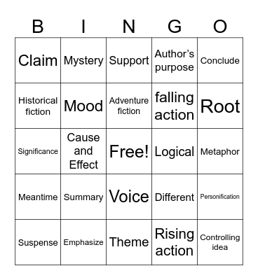 6th Grade STAAR Vocab 2025 Bingo Card