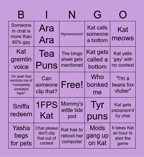 CafeFoxTale Bingo Card