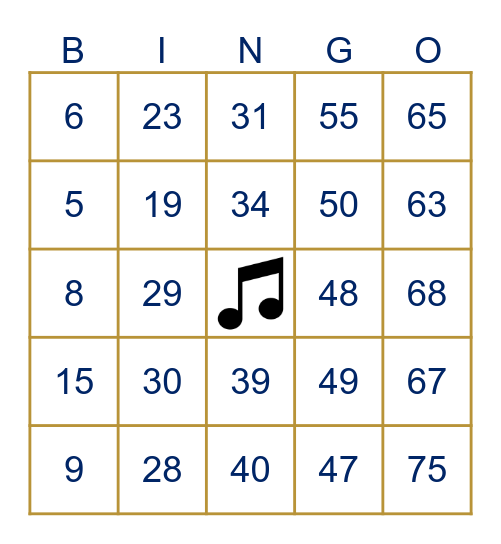 80s & 90s Songs Bingo Card