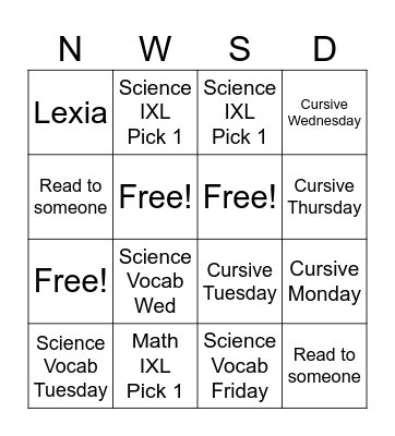 AJ's BINGO CARD Bingo Card