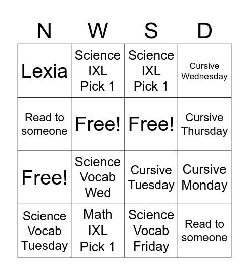 AJ's BINGO CARD Bingo Card