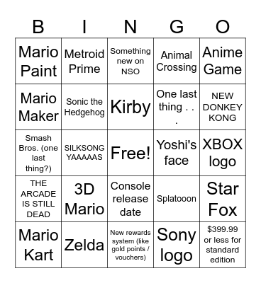 Switch 2 Direct #1 Bingo Card