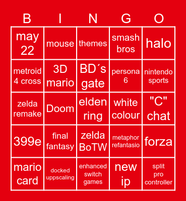switch 2 direct Bingo Card