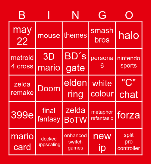 switch 2 direct Bingo Card