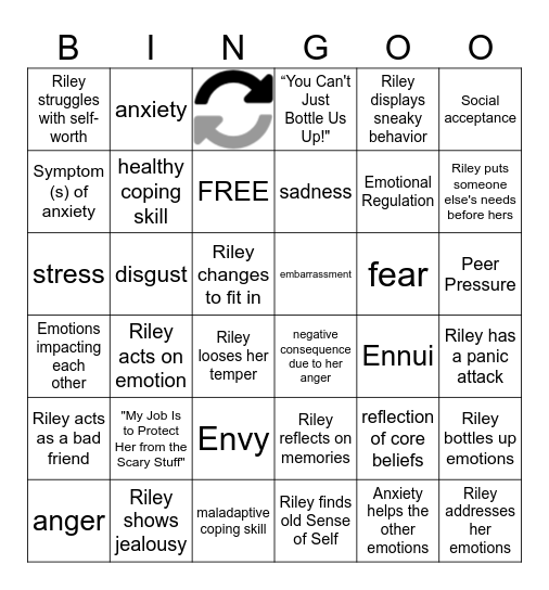 Inside Out 2 Bingo Card
