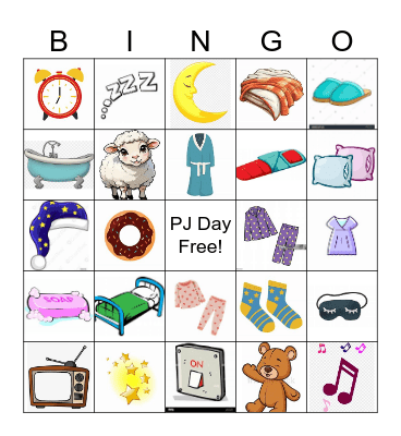 Pajama Day Bingo Card