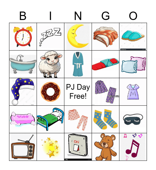 Pajama Day Bingo Card