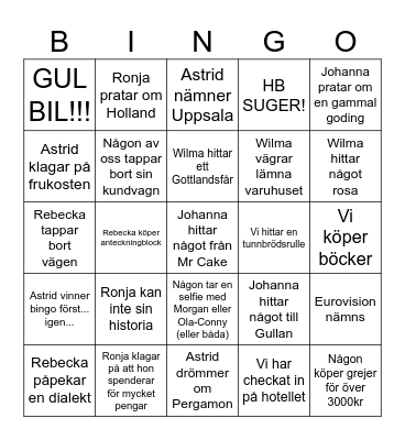 Gekås Bingo Card