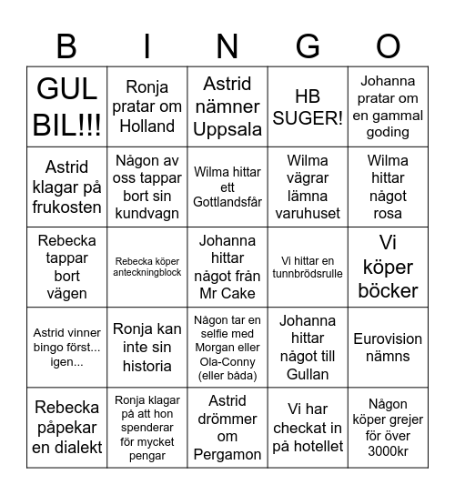 Gekås Bingo Card
