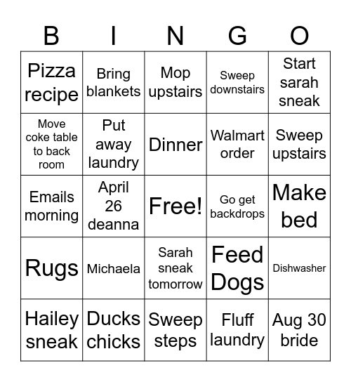 Mondaddon Bingo Card