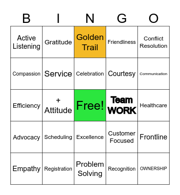Pt Access (THURSDAY) Bingo Card